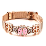 Stainless Steel Mesh Watch Belt Mesh Bracelet Butterfly Charm Strap Bangle