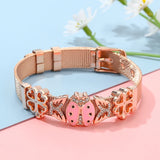 Stainless Steel Mesh Watch Belt Mesh Bracelet Butterfly Charm Strap Bangle