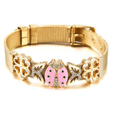 Stainless Steel Mesh Watch Belt Mesh Bracelet Butterfly Charm Strap Bangle