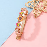 Rainbow Sunflower Charm Mesh Watch Bracelet for Women Men
