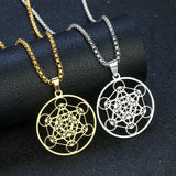Stainless Steel Metatron Cube Necklace Laser Star of David Pendant Chakela