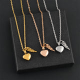 Angel Wing Love Heart Cremation Jewelry for Ashes Pendant - Memorial Necklace