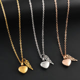Angel Wing Love Heart Cremation Jewelry for Ashes Pendant - Memorial Necklace