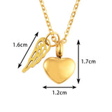 Angel Wing Love Heart Cremation Jewelry for Ashes Pendant - Memorial Necklace