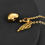 Angel Wing Love Heart Cremation Jewelry for Ashes Pendant - Memorial Necklace