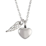 Angel Wing Love Heart Cremation Jewelry for Ashes Pendant - Memorial Necklace