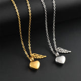Angel Wing Love Heart Cremation Jewelry for Ashes Pendant - Memorial Necklace