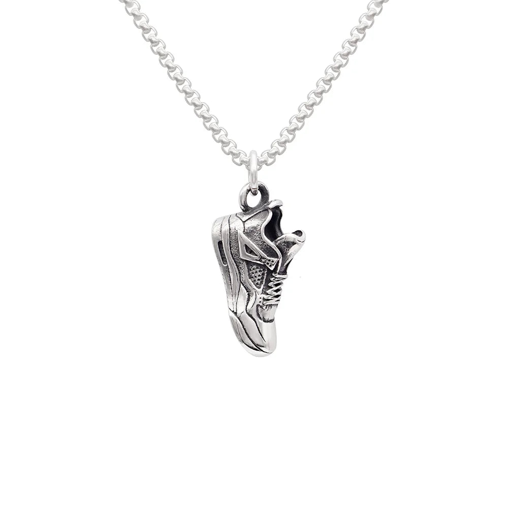 Stainless Steel Mini Basketball Shoe Necklace For Men Vintage Punk Pendant