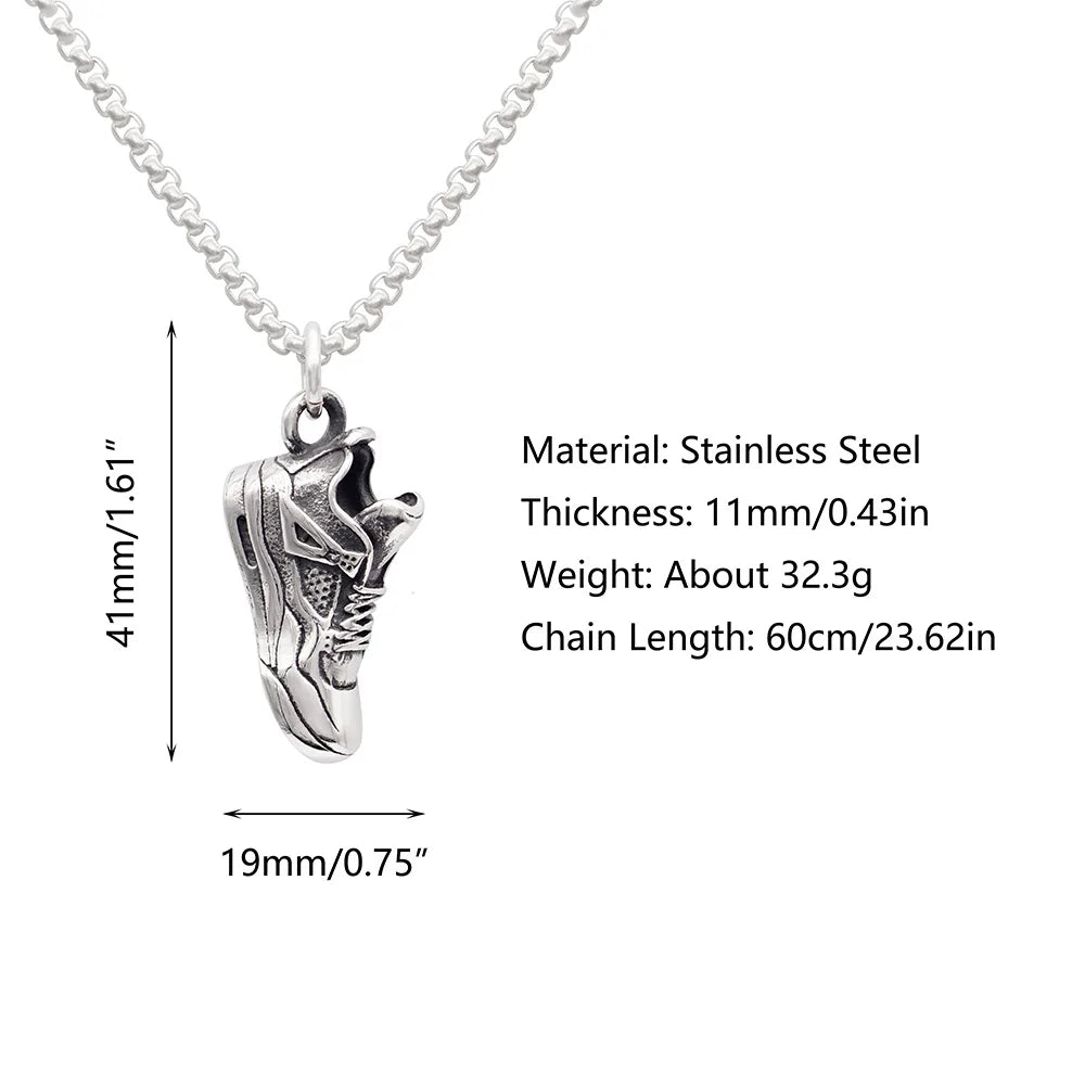 Stainless Steel Mini Basketball Shoe Necklace For Men Vintage Punk Pendant