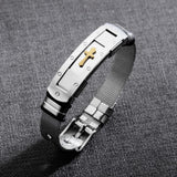Stainless Steel Mesh Cross Bracelet Bangle Gift For Him