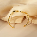 Stainless Steel Twisted Open Adjustable Bracelet Bangle for Women Girl