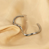 Stainless Steel Twisted Open Adjustable Bracelet Bangle for Women Girl