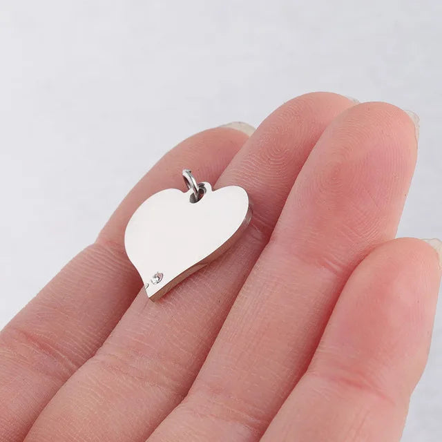 Stainless Steel Heart Charm Pendant & Bracelet Accessories 10pc