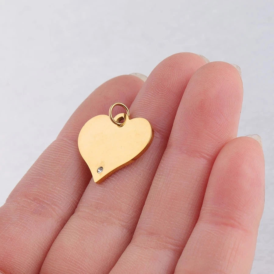 Stainless Steel Heart Charm Pendant & Bracelet Accessories 10pc
