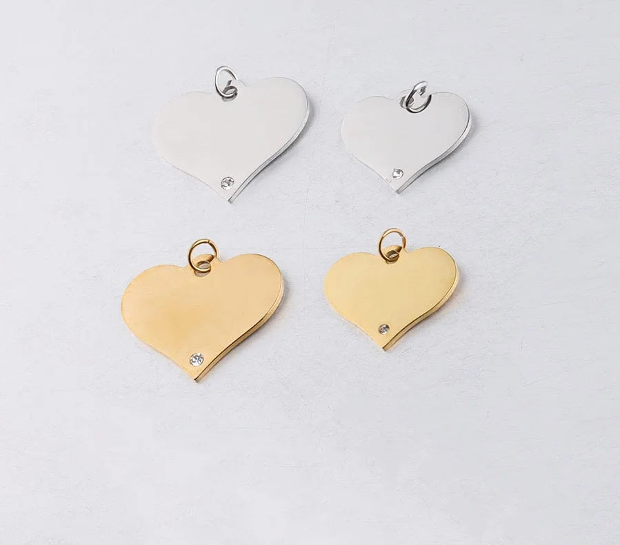 Stainless Steel Heart Charm Pendant & Bracelet Accessories 10pc