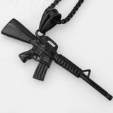 Stainless Steel Fire Weapon Submachine Gun Pendant Necklace