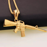 Stainless Steel Fire Weapon Submachine Gun Pendant Necklace