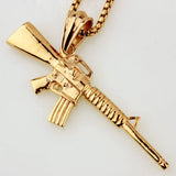 Stainless Steel Fire Weapon Submachine Gun Pendant Necklace