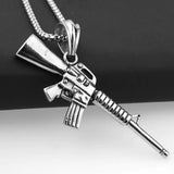 Stainless Steel Fire Weapon Submachine Gun Pendant Necklace
