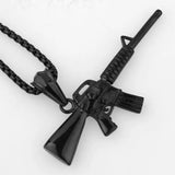 Stainless Steel Fire Weapon Submachine Gun Pendant Necklace