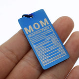 Stainless Steel Mom Charms Nutrition Facts Mother Necklace Pendant