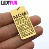 Stainless Steel Mom Charms Nutrition Facts Mother Necklace Pendant