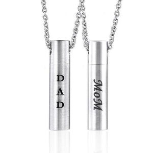 Stainless Steel Mom Dad Cremation Urn Pendant Necklace Ash Jewelry for Him