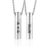 Stainless Steel Mom Dad Cremation Urn Pendant Necklace Ash Jewelry for Him