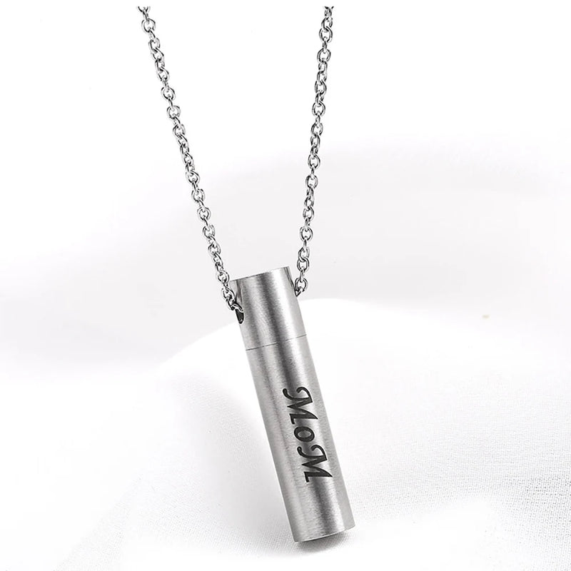 Stainless Steel Mom Dad Cremation Urn Pendant Necklace Ash Jewelry for Him