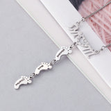 Mom Small Feet Pendant NamePlate Necklace Personalized Jewelry