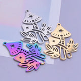 Moon Phased Mushroom Pendant Charms Steel Findings