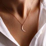Moon Shape Name Necklace Stainless Steel Choker Gift for Wife