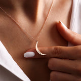 Moon Shape Name Necklace Stainless Steel Choker Gift for Wife