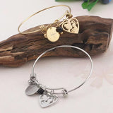 Stainless Steel Mother Baby Charm Bracelet Bangle Heart Charm Wrist Bracelet