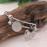 Stainless Steel Mother Baby Charm Bracelet Bangle Heart Charm Wrist Bracelet