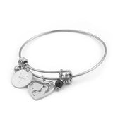 Stainless Steel Mother Baby Charm Bracelet Bangle Heart Charm Wrist Bracelet