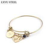 Stainless Steel Mother Baby Charm Bracelet Bangle Heart Charm Wrist Bracelet