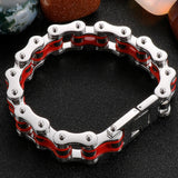 Stainless Steel Motorcycle Bracelet 16MM Wide Bike Chain Wristband Man