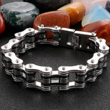 Stainless Steel Motorcycle Bracelet 16MM Wide Bike Chain Wristband Man