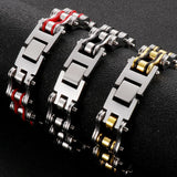 Stainless Steel Motorcycle Bracelet 16MM Wide Bike Chain Wristband Man