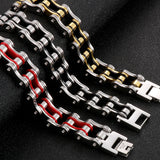 Stainless Steel Motorcycle Bracelet 16MM Wide Bike Chain Wristband Man