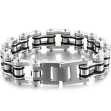 Stainless Steel Motorcycle Bracelet 16MM Wide Bike Chain Wristband Man