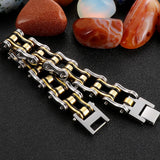 Stainless Steel Motorcycle Bracelet 16MM Wide Bike Chain Wristband Man