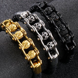 Stainless Steel Skull Head Charm Bracelet Men Gothic Armband
