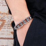 Stainless Steel Skull Head Charm Bracelet Men Gothic Armband