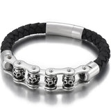 Stainless Steel Skull Head Charm Bracelet Men Gothic Armband