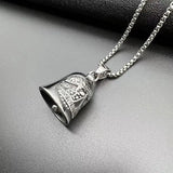 Stainless Steel Retro Punk Motorcycle Skeleton Lucky Bell Pendant