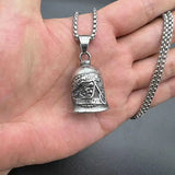 Stainless Steel Retro Punk Motorcycle Skeleton Lucky Bell Pendant