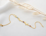 Personalized Stainless Steel Name Bracelet with Birthstones