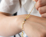 Personalized Stainless Steel Name Bracelet with Birthstones